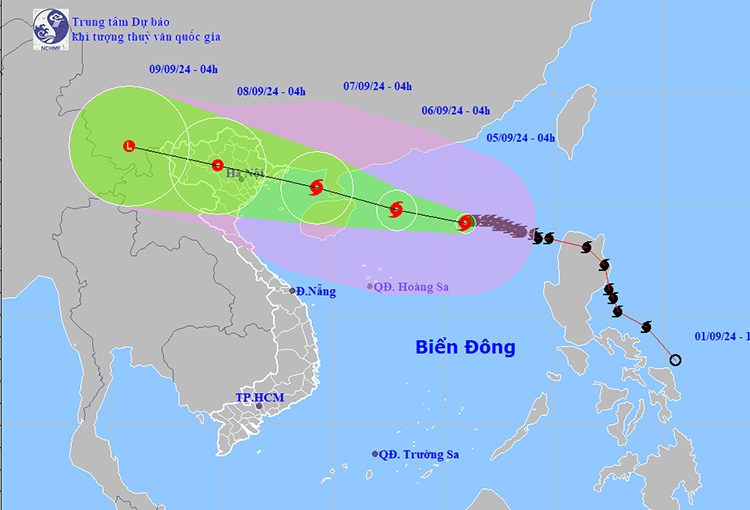 Bão số 3 mạnh cấp 15, di chuyển theo hướng Tây