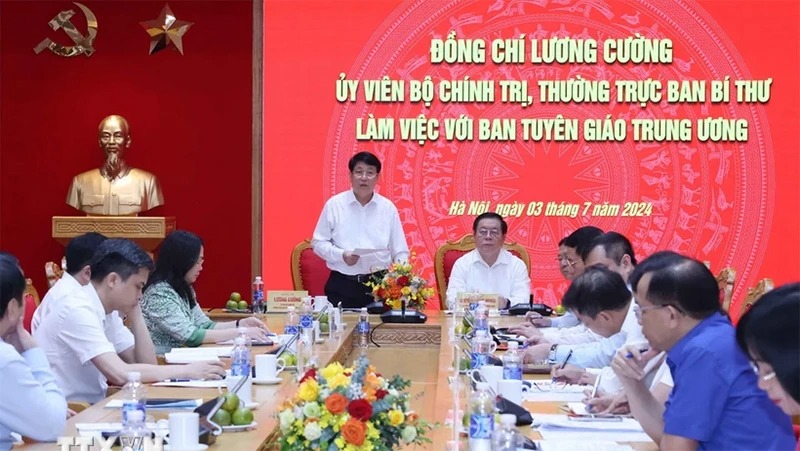 Thường trực Ban Bí thư Lương Cường làm việc với Ban Tuyên giáo Trung ương