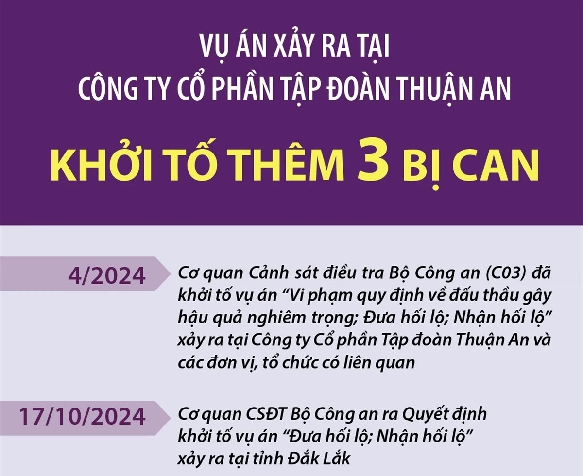 Vụ án xảy ra tại Công ty Cổ phần Tập đoàn Thuận An: Khởi tố thêm 3 bị can