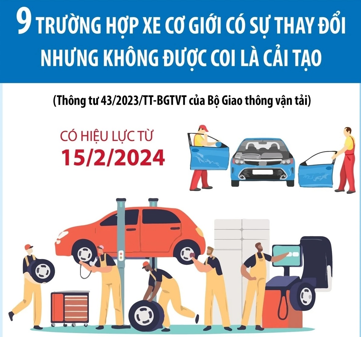 9 trường hợp xe cơ giới có sự thay đổi nhưng không được coi là cải tạo