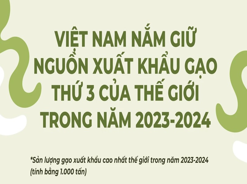 Việt Nam nắm giữ nguồn xuất khẩu gạo lớn thứ ba của thế giới