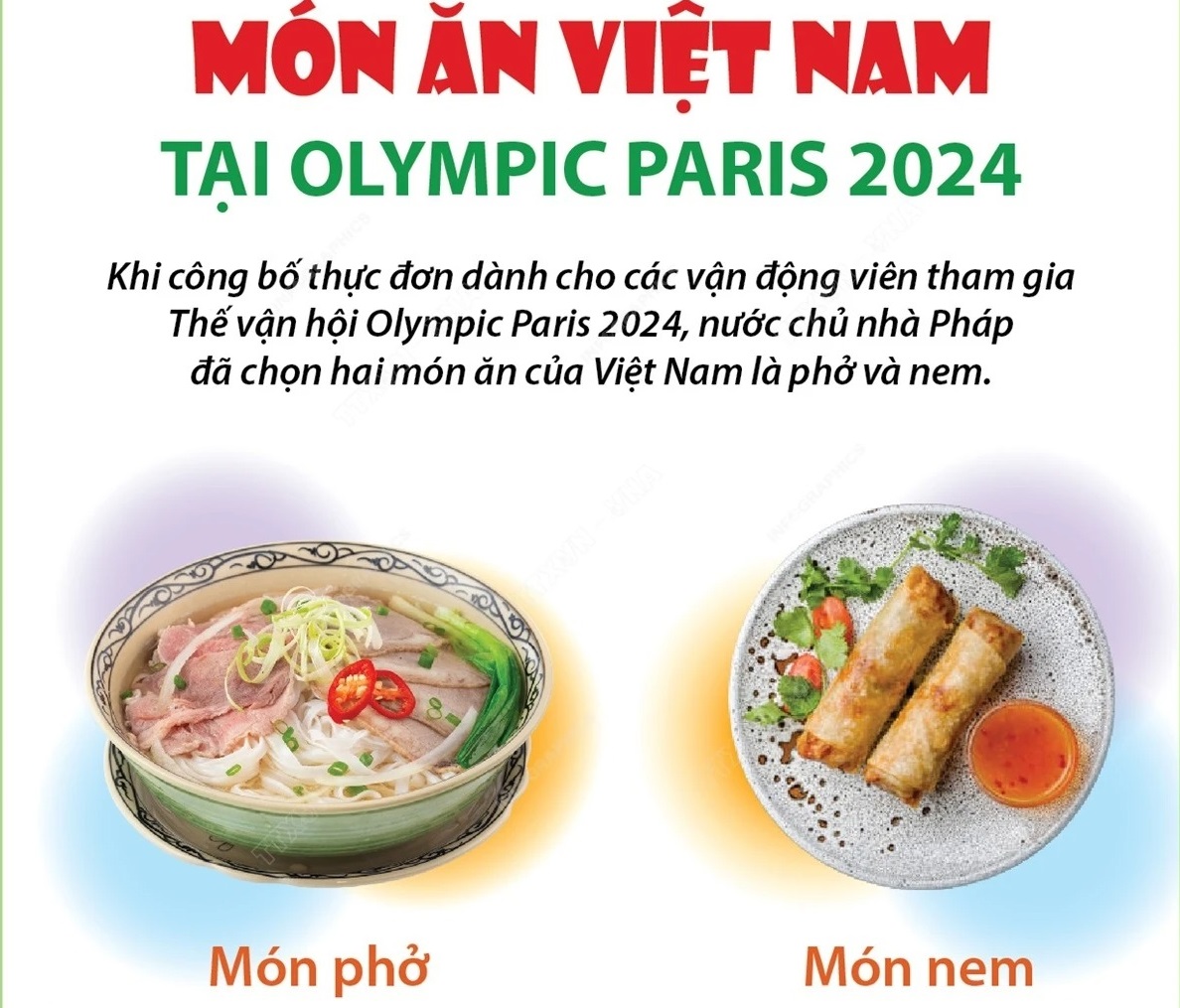 Hai món ăn Việt Nam được phục vụ tại Olympic Paris 2024